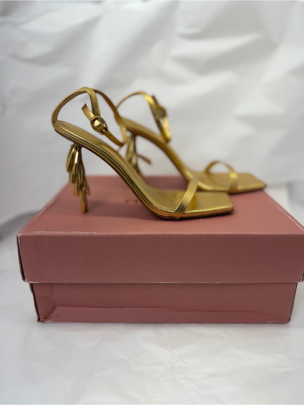 Cult Gaia Sunella Sandal in Gold metallic ankle strap high heel avant garde - Picture 4 of 8